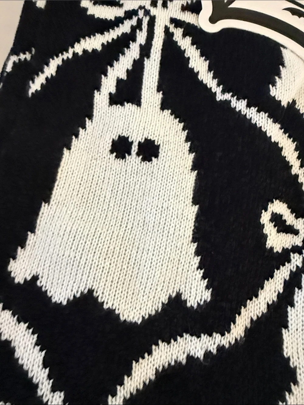 Halloween Black and White Ghost Knit blanket